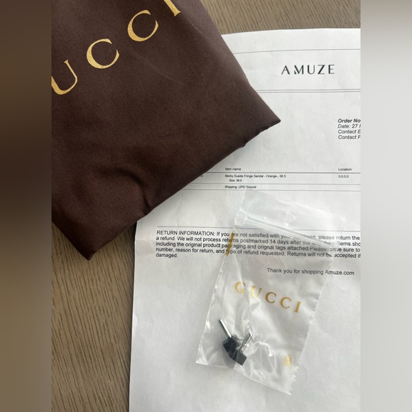 Gucci ‘Becky’ Burnt Orange Suede Fringe High Heel Sandals - Picture 10 of 10